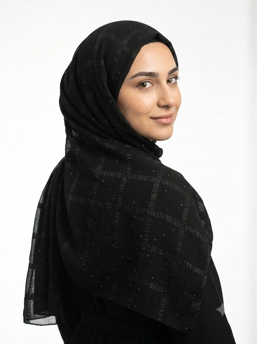 روسری مجلسی مشکی وارداتی حریر