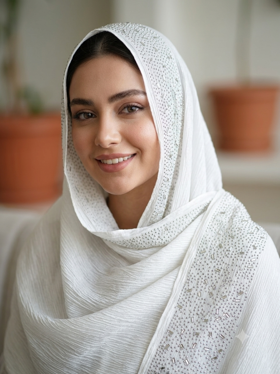 شال مجلسی  ابریشم حاشیه نگین دار