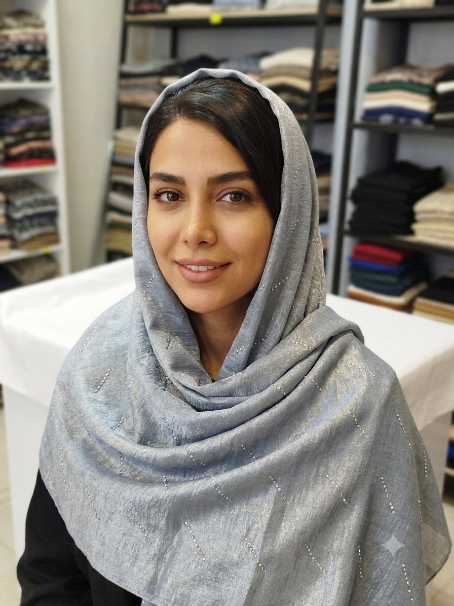 شال مجلسی کپرا با نگین کاری خطی ساده