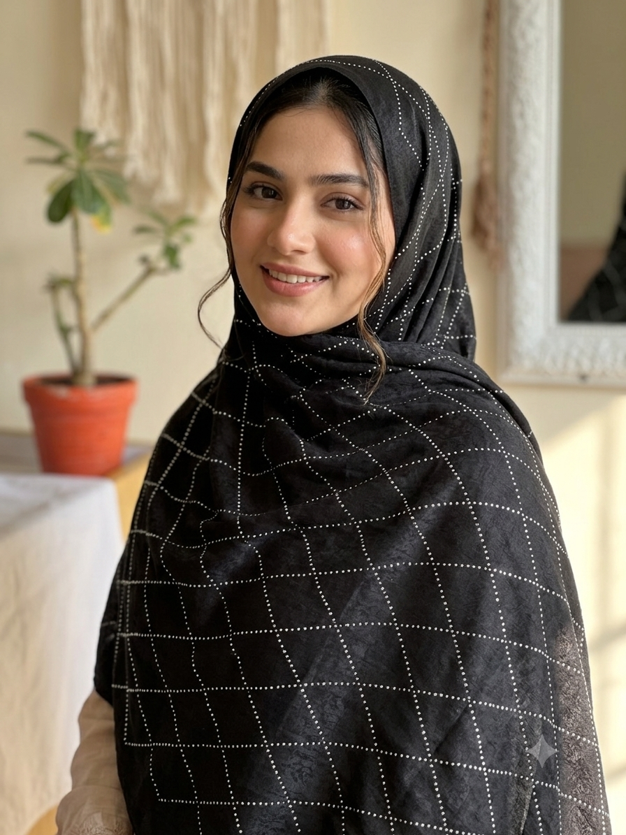 شال مجلسی کپرا با نگین کاری طرح لوزی
