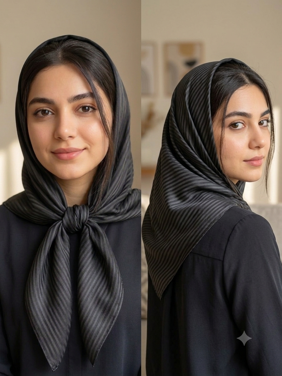 روسری مجلسی راه راه براق 1متری ترکیه