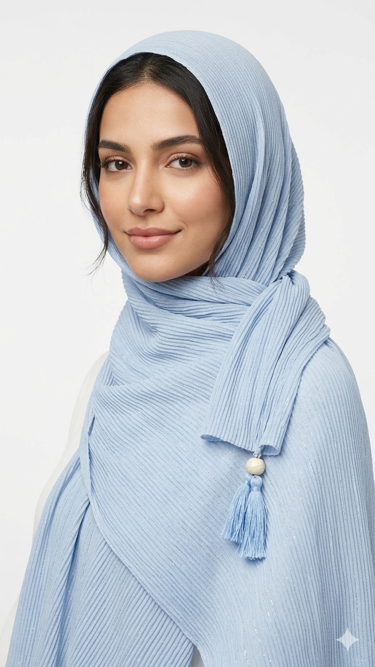 شال ساده پلیسه لمه دار تک رنگ