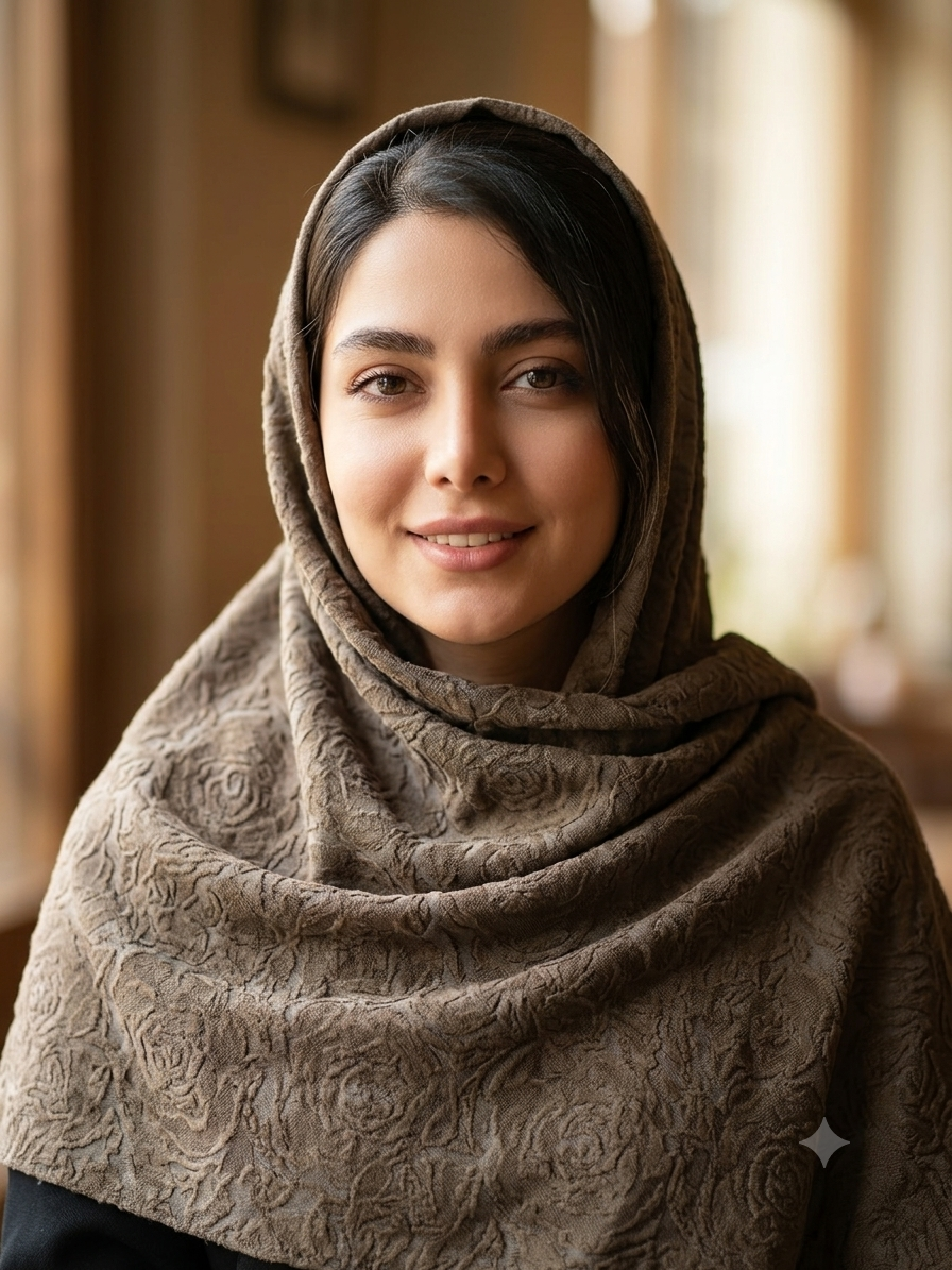 شال وارداتی کنفی طرح گل برجسته