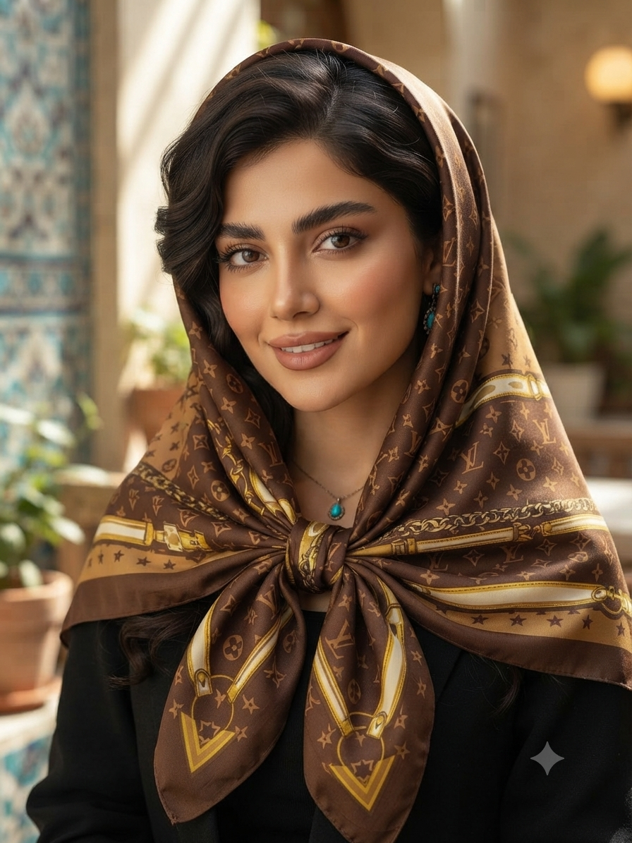 روسری مجلسی ابریشم توییل LV