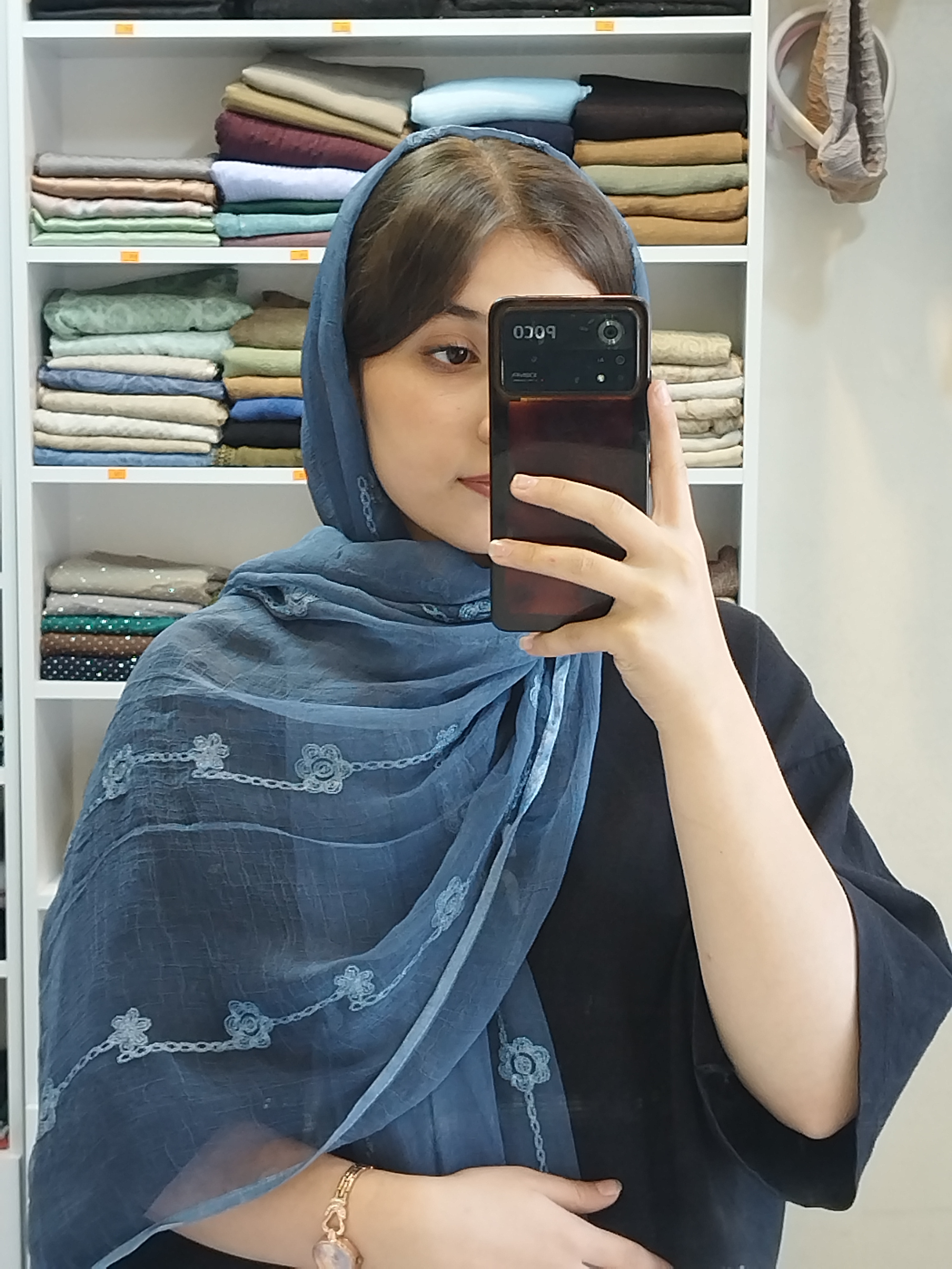شال حریر مجلسی خامه دوزی وارداتی